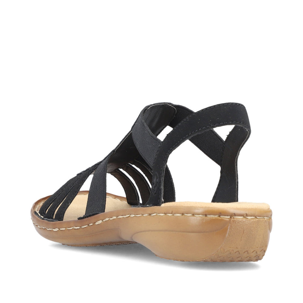 Rieker W Sandal m Elastik og Rhinsten Sort
