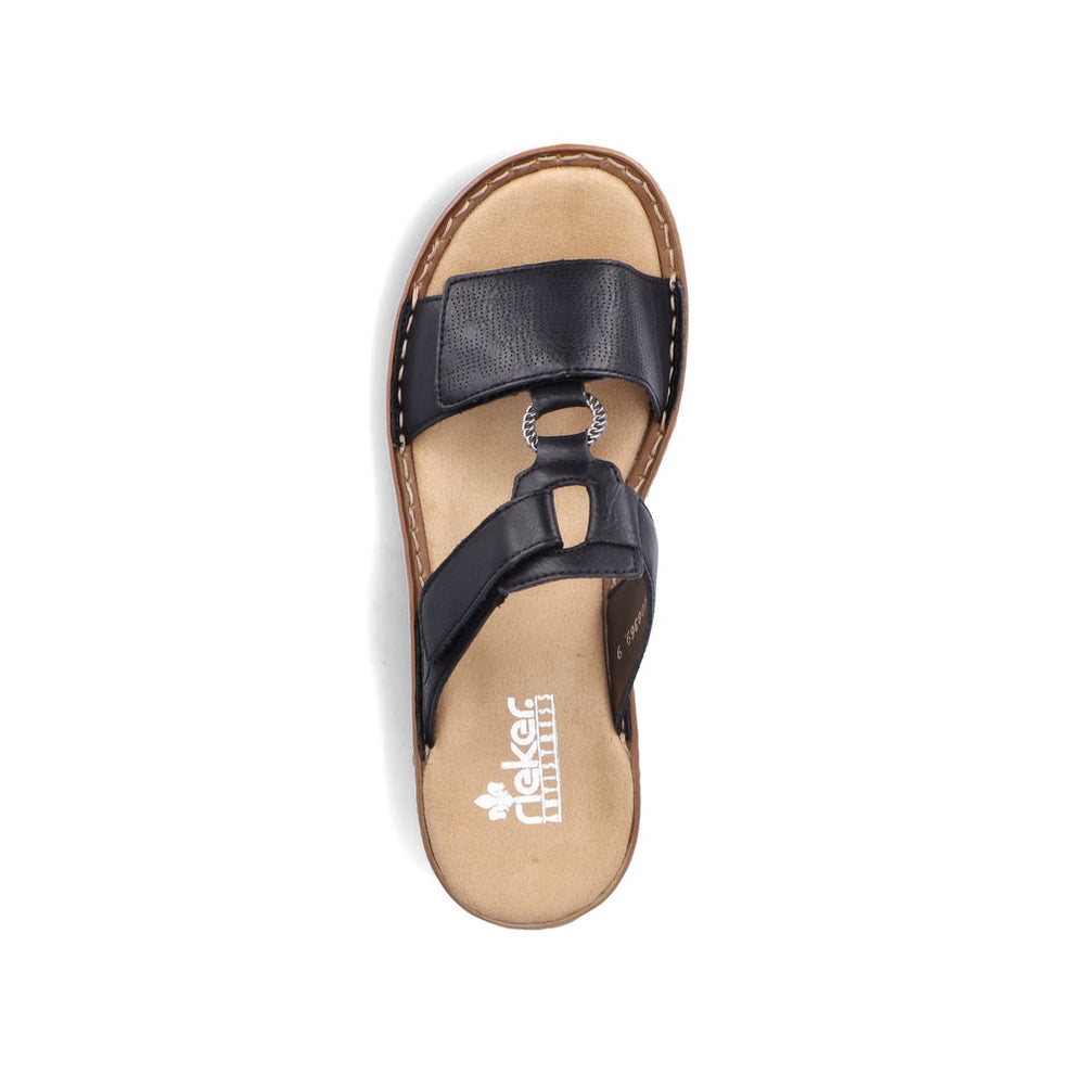Rieker W Sandal m Velcro og Metalspænde Sort