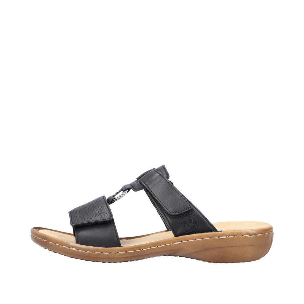 Rieker W Sandal m Velcro og Metalspænde Sort