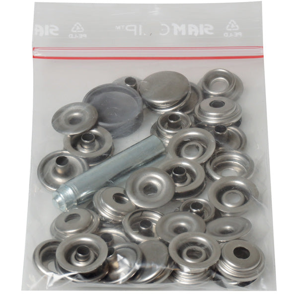Trykknapper 15mm inkl. værktøj, 10 sæt