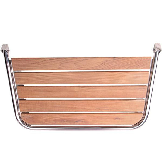 Badeplatform i rustfrit stål og teak, 81x45cm