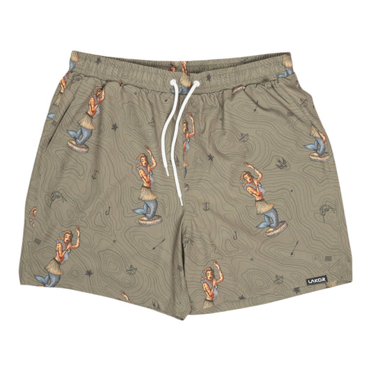 LAKOR Dashboard Hula Swim Shorts Deep Lichen Green