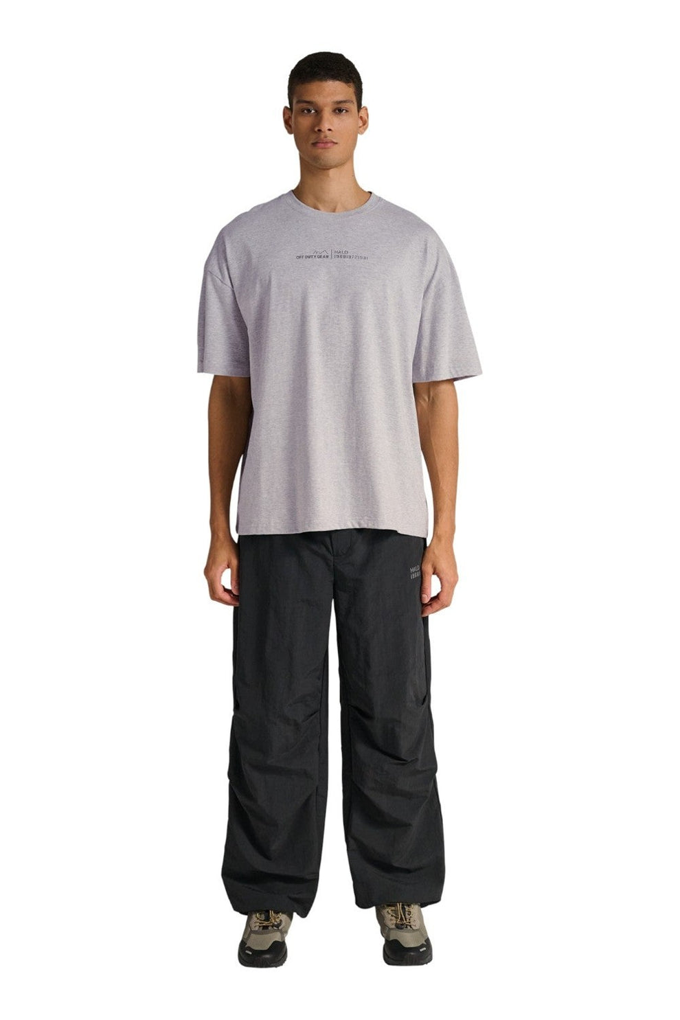Halo U Graphic Boxy T-Shirt Light Grey Melange