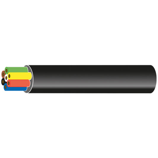 Trailerkabel 7-leddet sort, 100m
