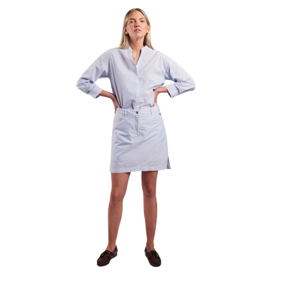 Sebago W Seersucker Blouse Lt. Blue/White