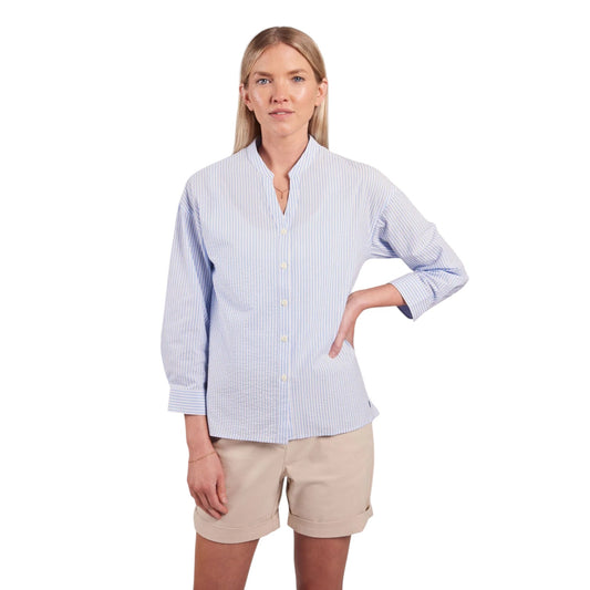 Sebago W Seersucker Blouse Lt. Blue/White