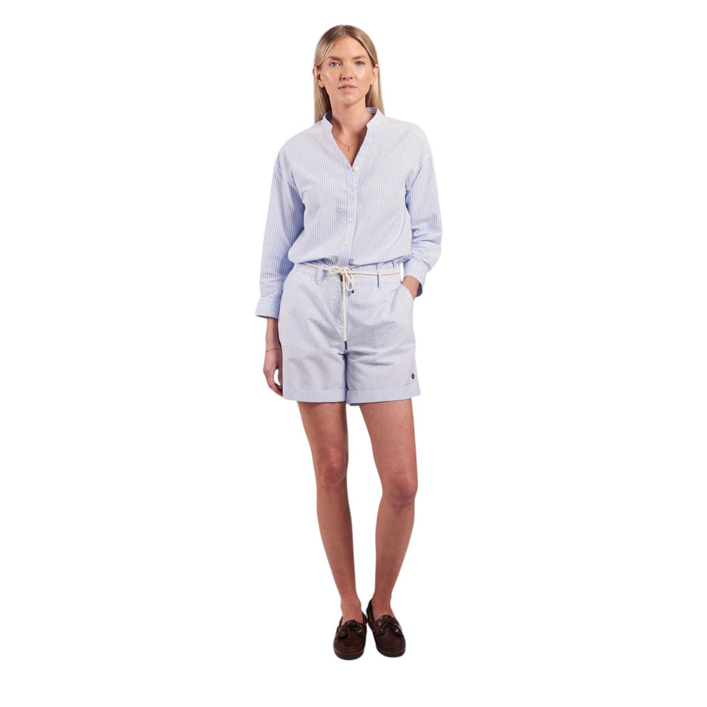 Sebago W Seersucker Blouse Lt. Blue/White