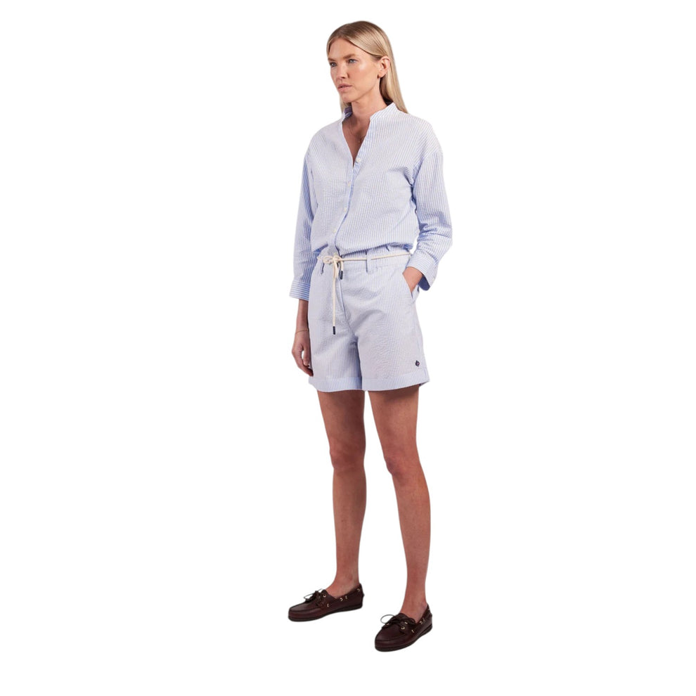 Sebago W Seersucker Blouse Lt. Blue/White