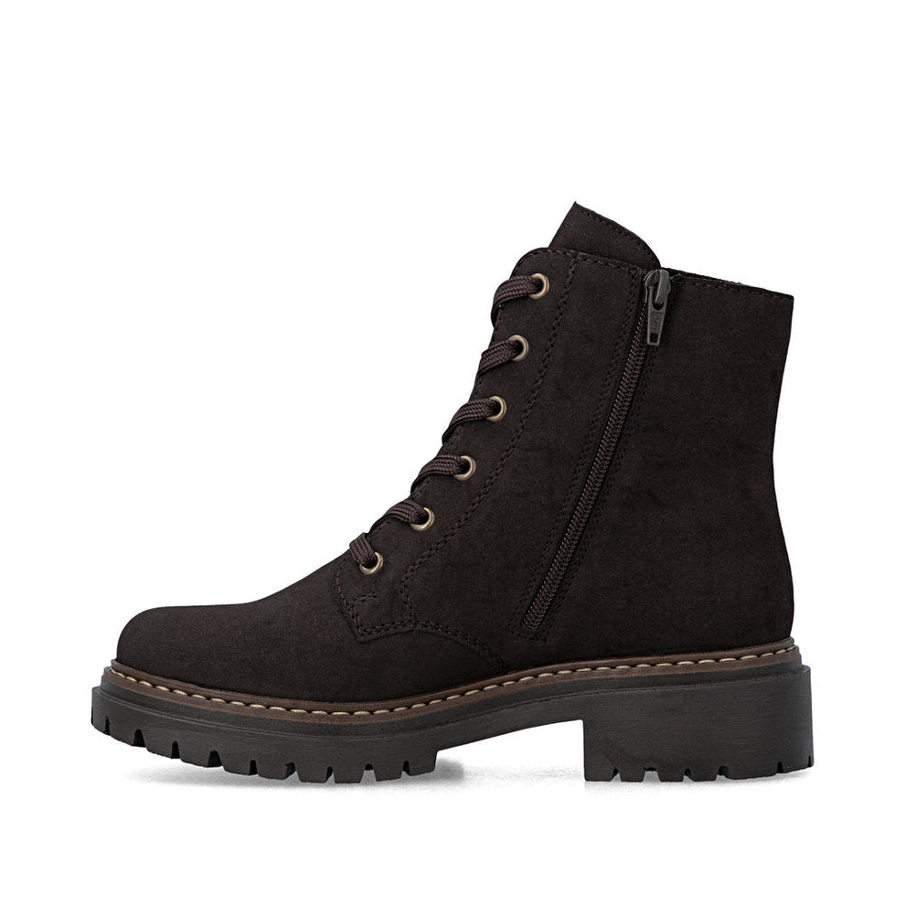 Rieker W Synthetic Lace Boot Brown - 72617-25