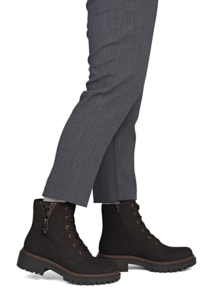 Rieker W Synthetic Lace Boot Brown - 72617-25