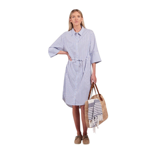 Sebago W Felicia Cotton Poplin Dress Navy/White