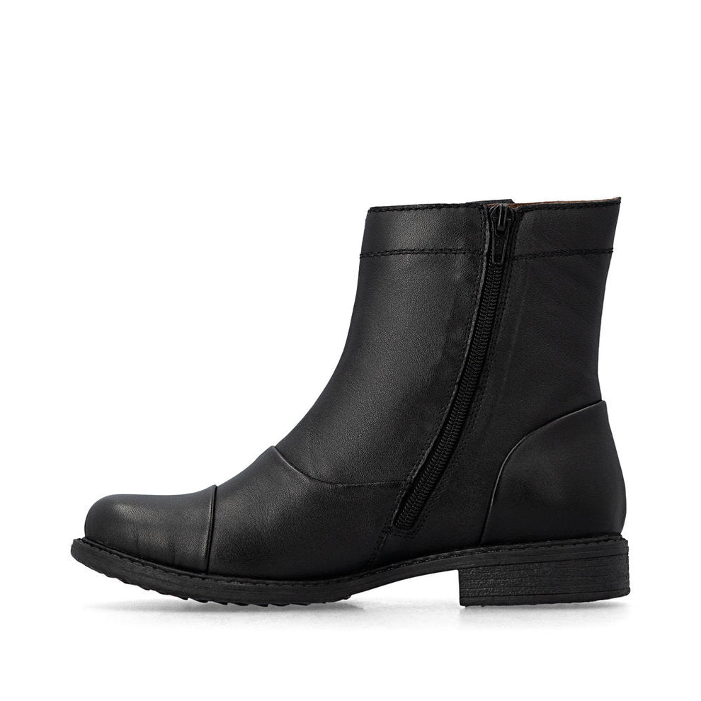 Rieker W Leather Ankle Boot Zip Black - 74858-00