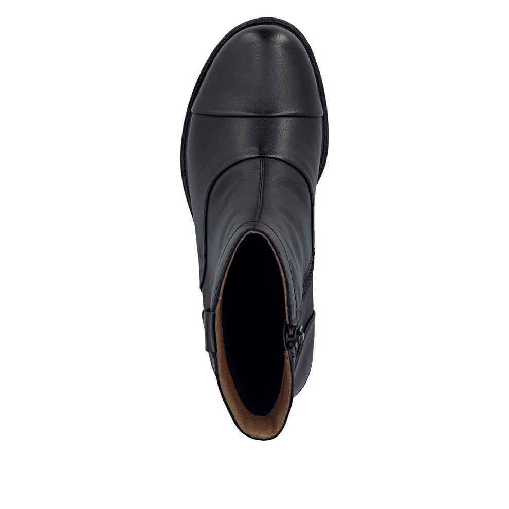 Rieker W Leather Ankle Boot Zip Black - 74858-00