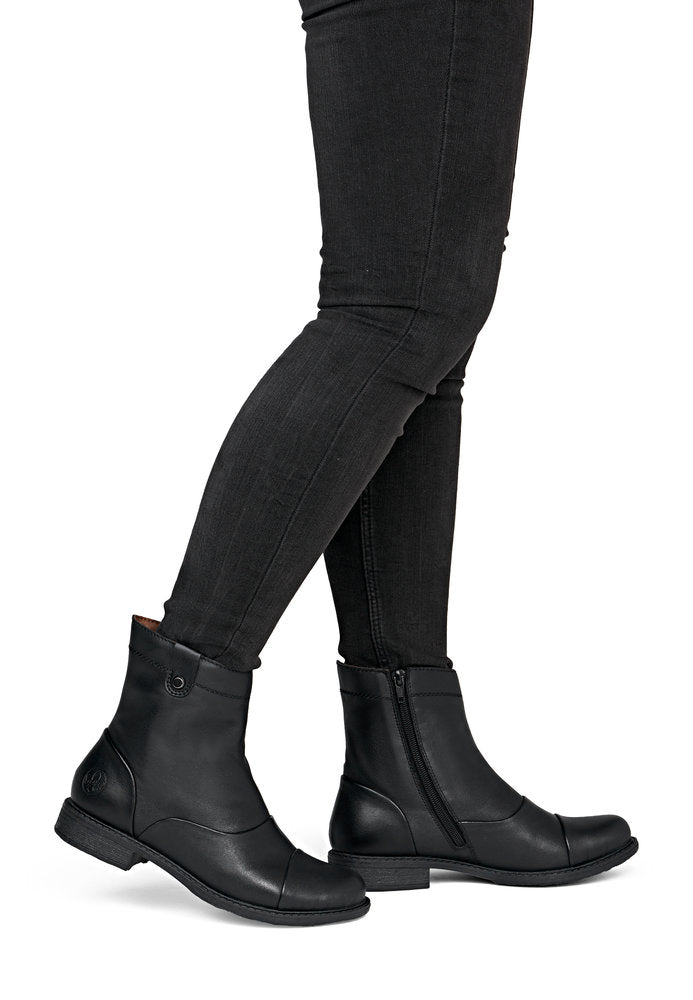 Rieker W Leather Ankle Boot Zip Black - 74858-00