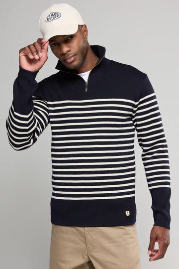 Armor-Lux U Héritage Striktrøje med Lynlås Navy Nature