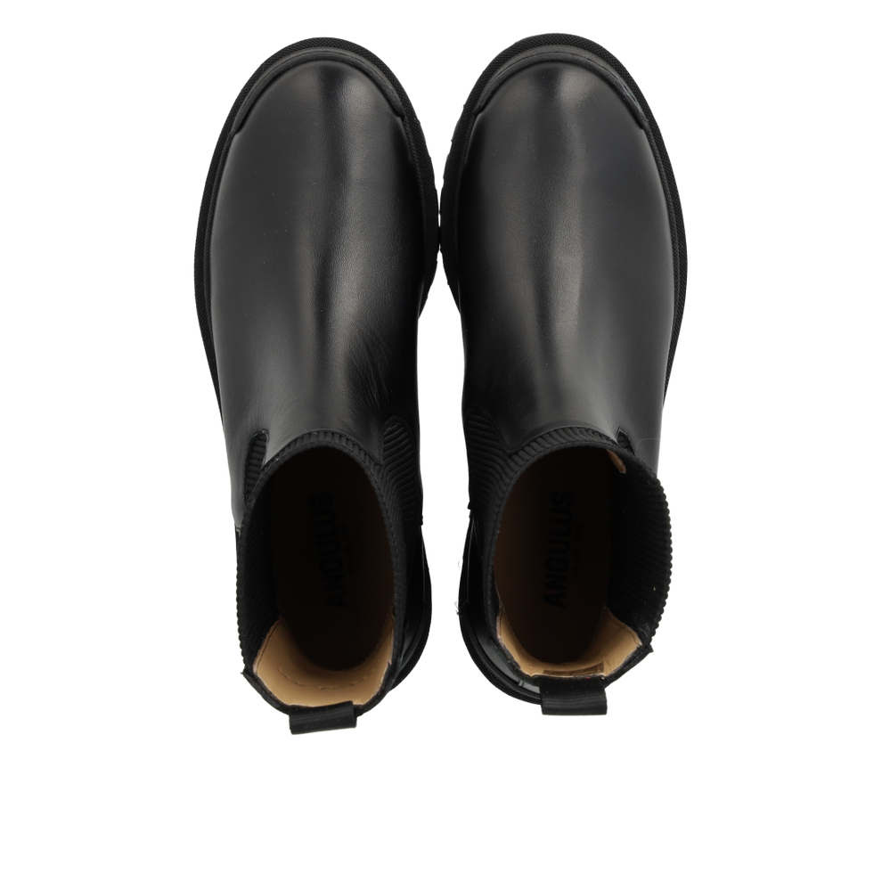 Angulus W Chelsea Boot With Elastic Leather Black