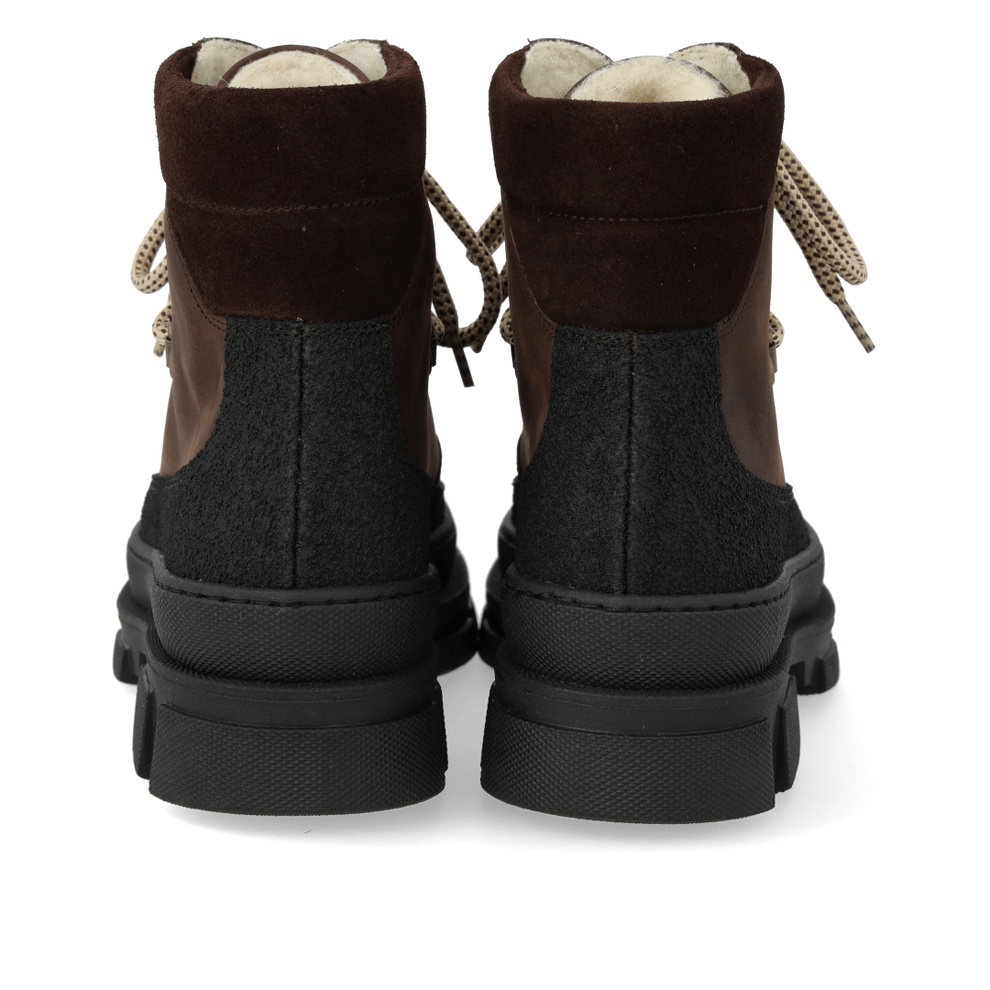 Angulus W Lace-Up Boot With Wool Lining Black/Dark Brown/Dark Brown
