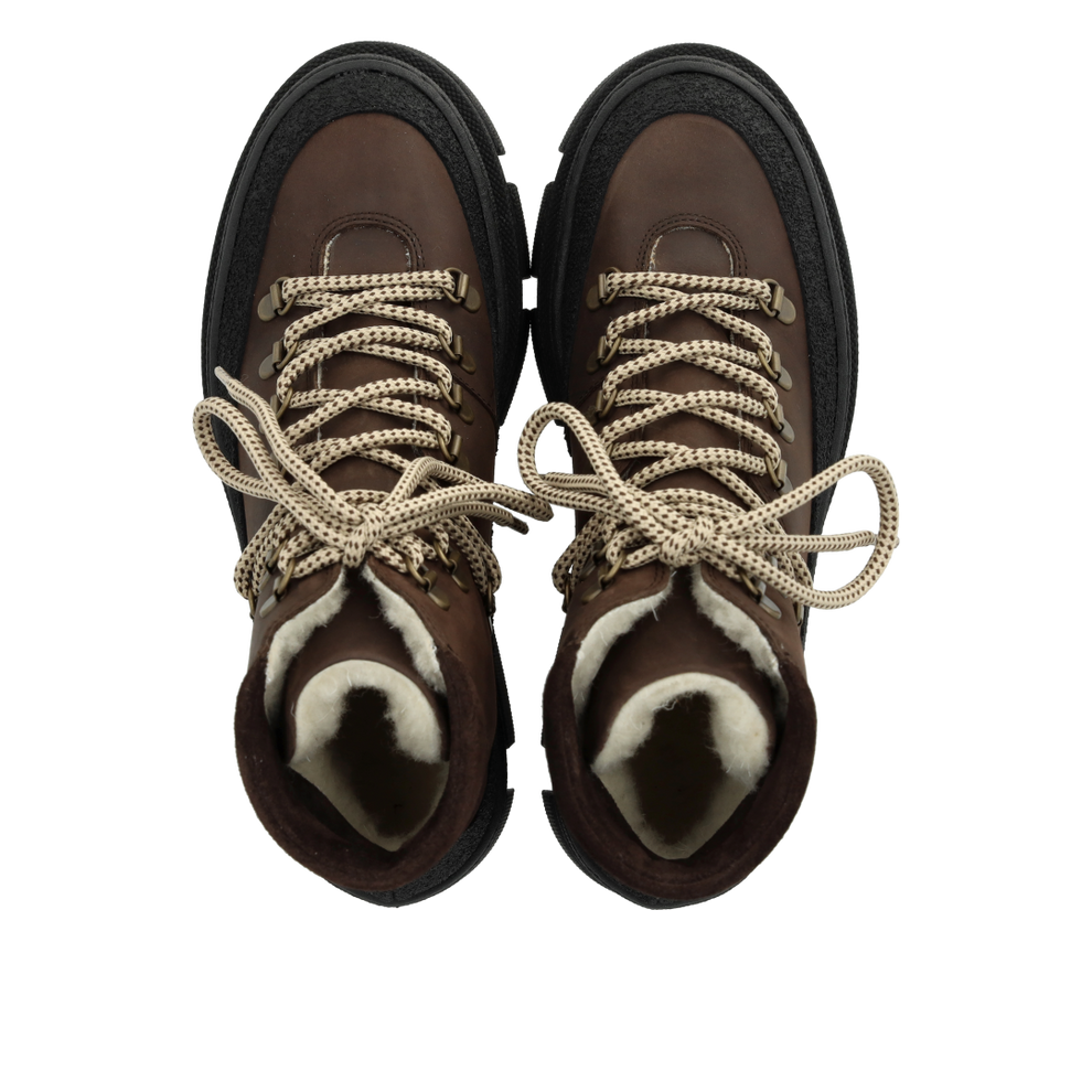 Angulus W Lace-Up Boot With Wool Lining Black/Dark Brown/Dark Brown