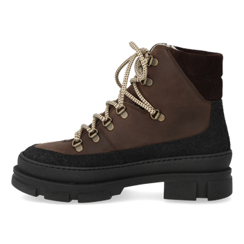 Angulus W Lace-Up Boot With Wool Lining Black/Dark Brown/Dark Brown
