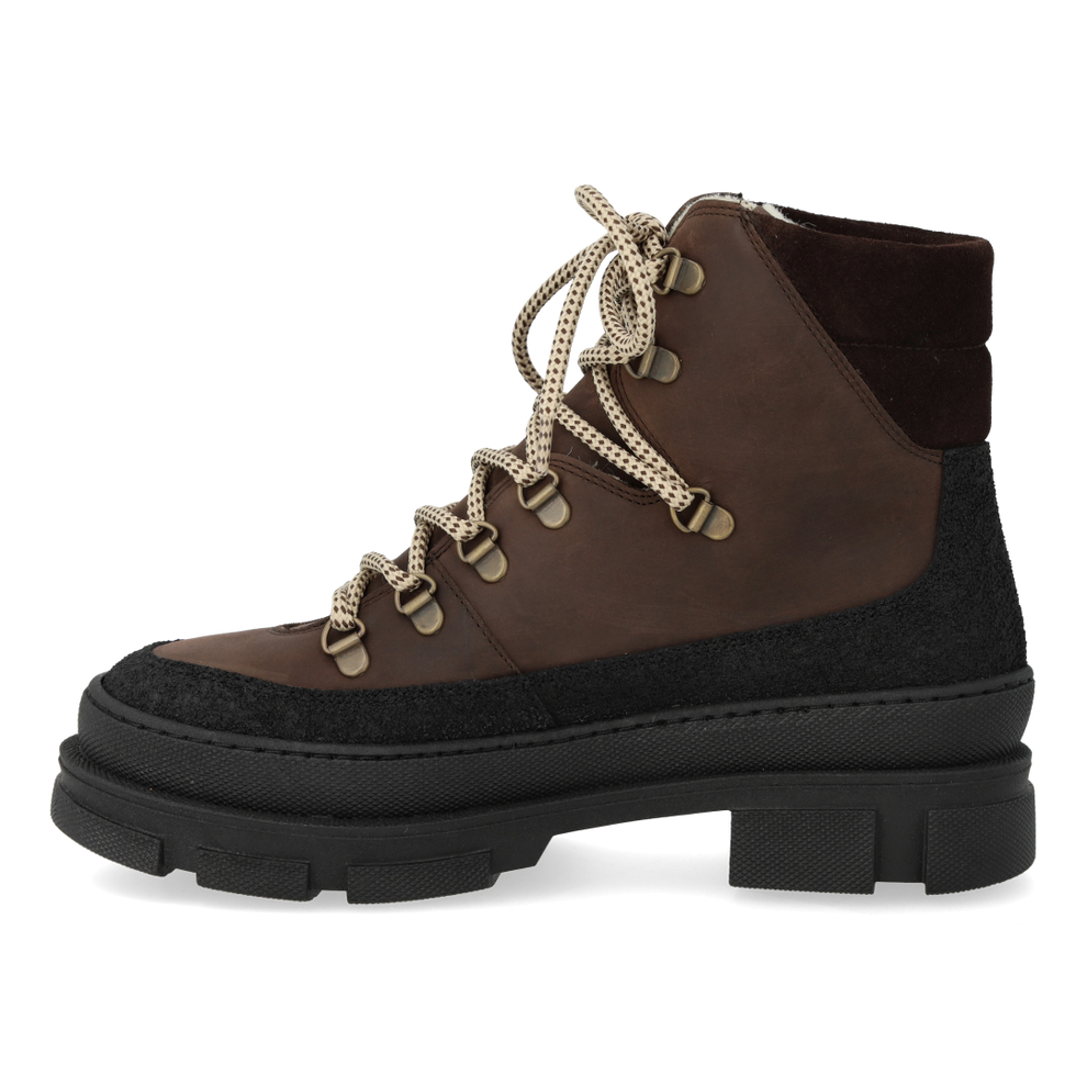 Angulus W Lace-Up Boot With Wool Lining Black/Dark Brown/Dark Brown