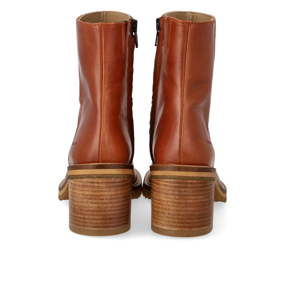 Angulus W Block Heel Boot With Zipper Cognac Brown