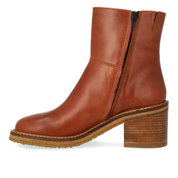Angulus W Block Heel Boot With Zipper Cognac Brown