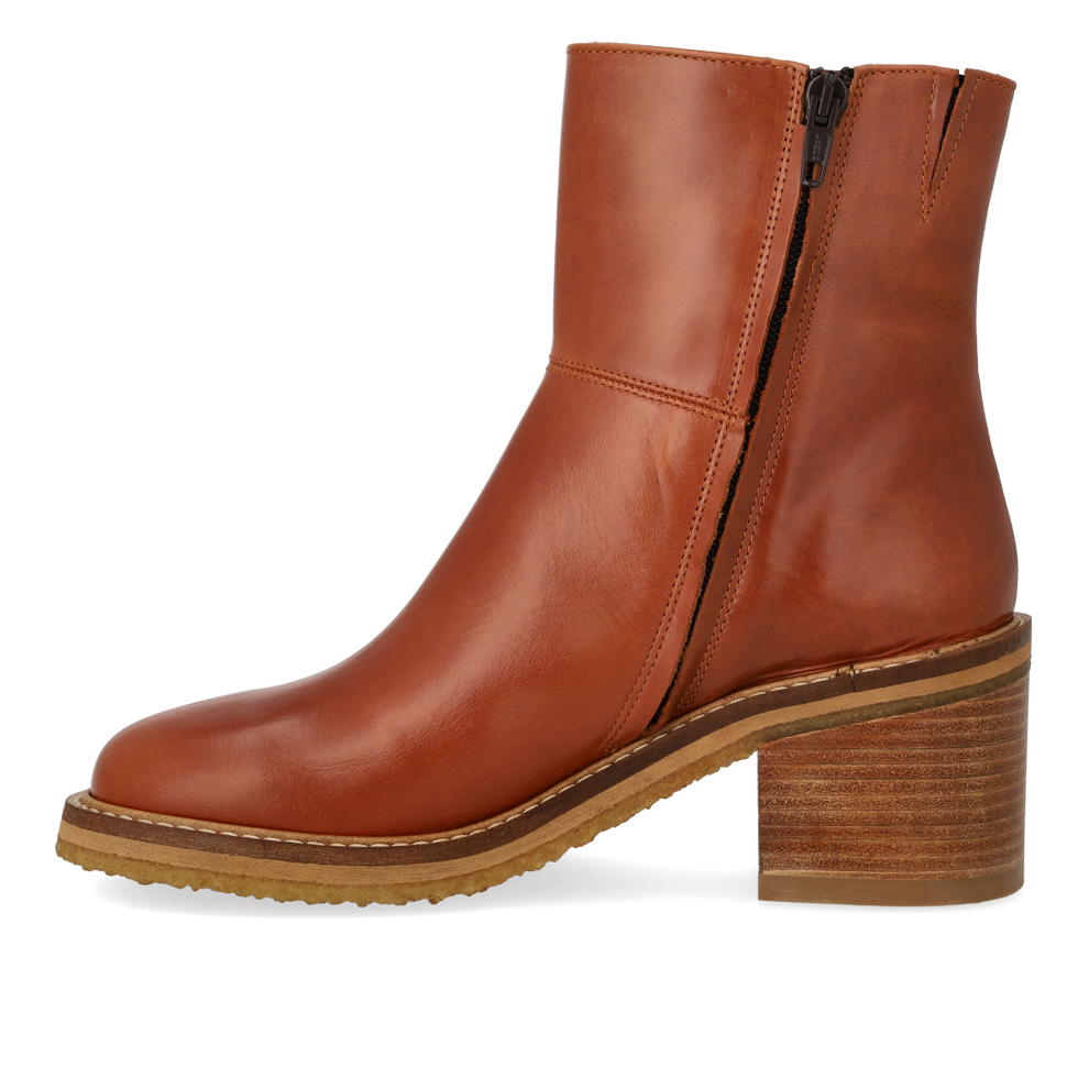 Angulus W Block Heel Boot With Zipper Cognac Brown