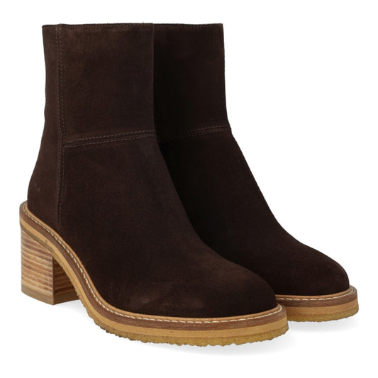 Angulus W Block Heel with Zipper Brown