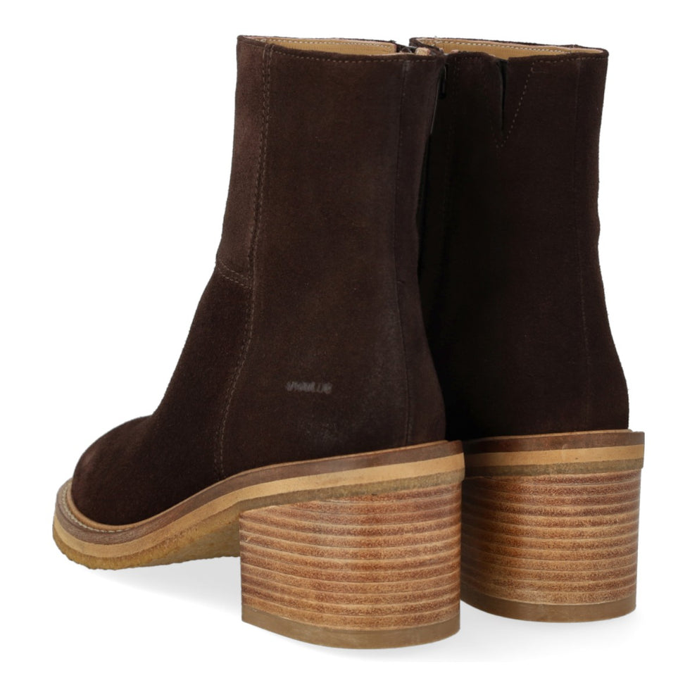 Angulus W Block Heel with Zipper Brown