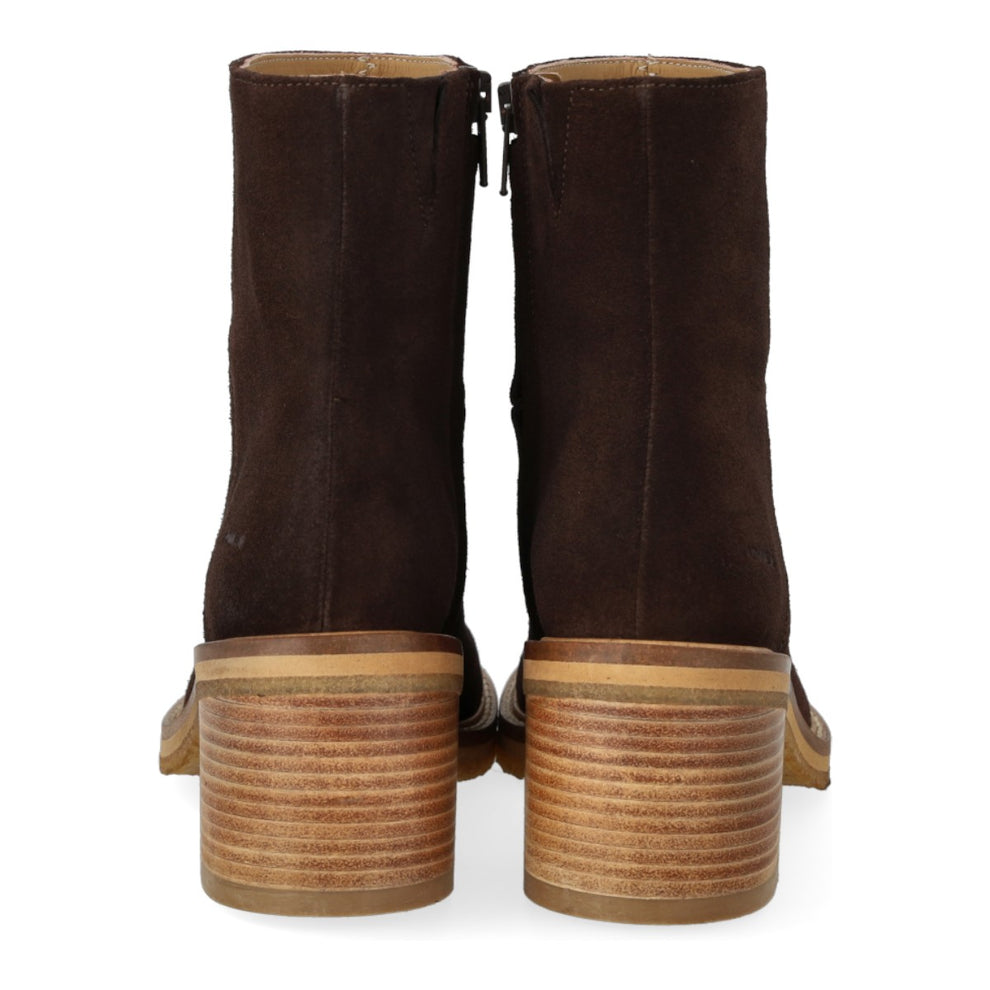 Angulus W Block Heel with Zipper Brown