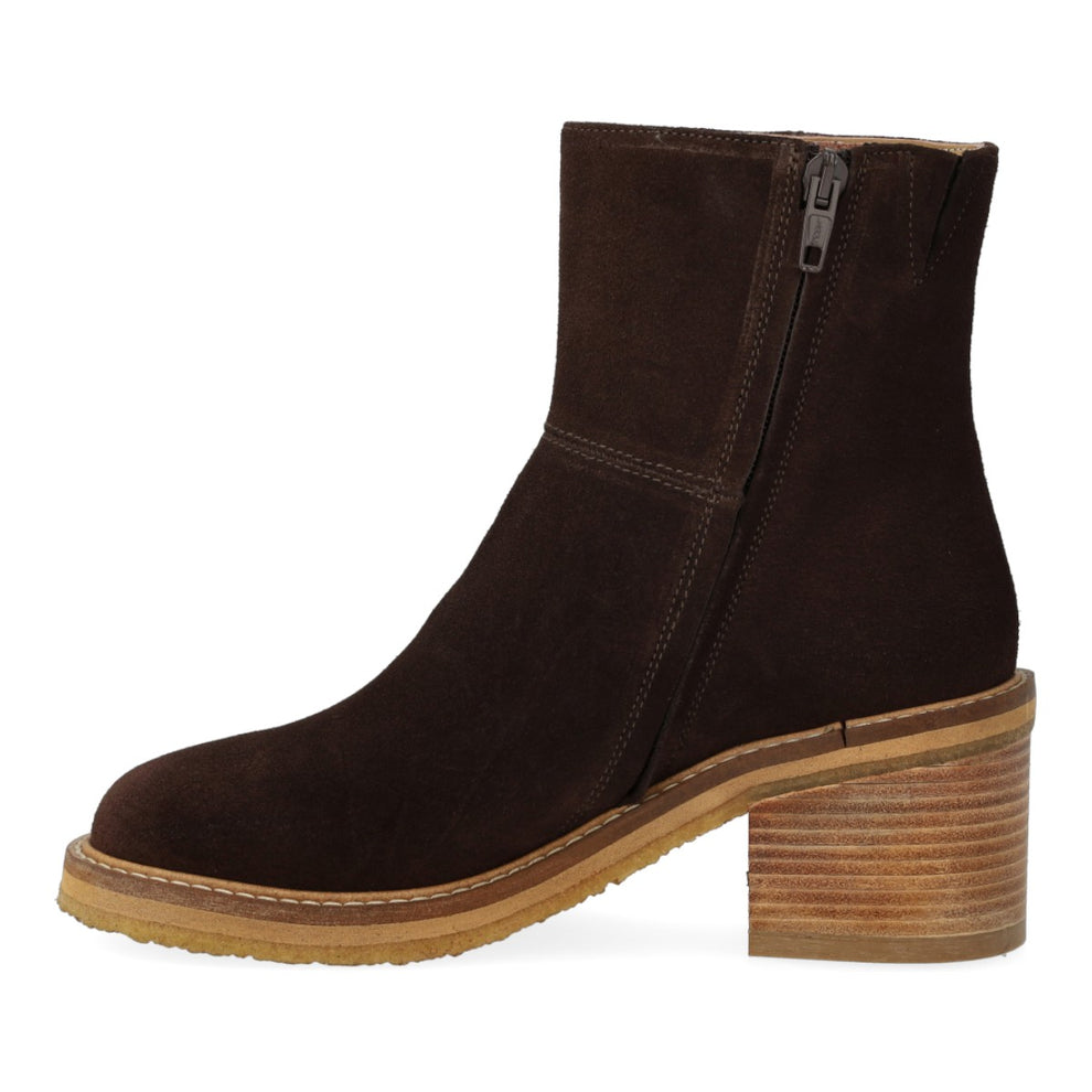 Angulus W Block Heel with Zipper Brown