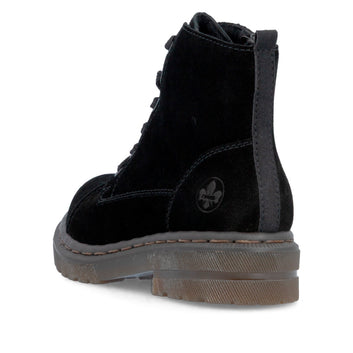 Rieker W Suede Leather Lace Boot Black - 78202-01