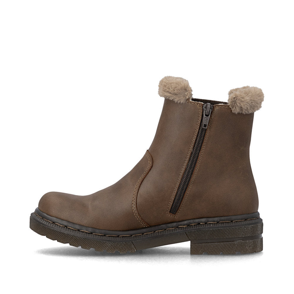Rieker W Støvle med Lynlås og For Brown