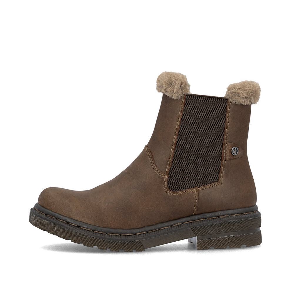 Rieker W Støvle med Lynlås og For Brown