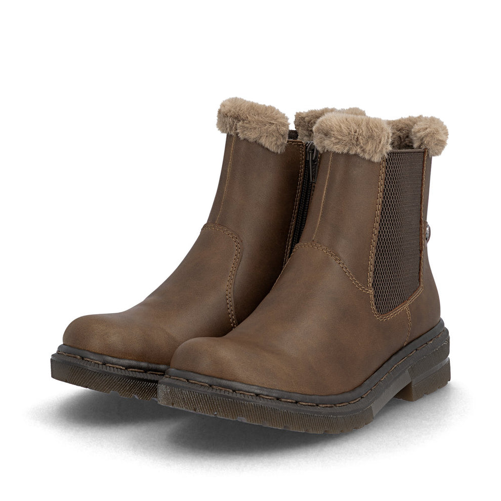 Rieker W Støvle med Lynlås og For Brown