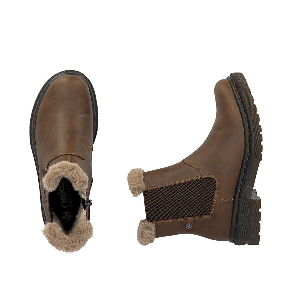 Rieker W Støvle med Lynlås og For Brown