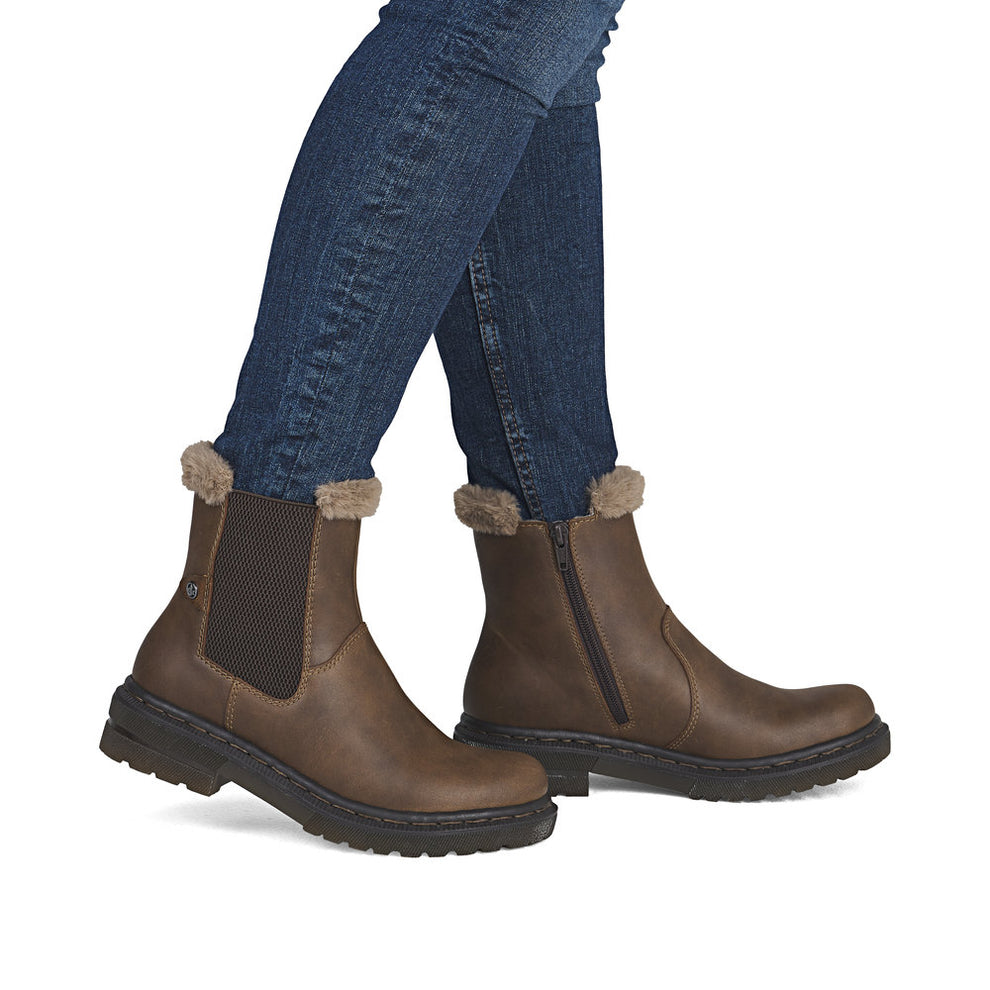 Rieker W Støvle med Lynlås og For Brown