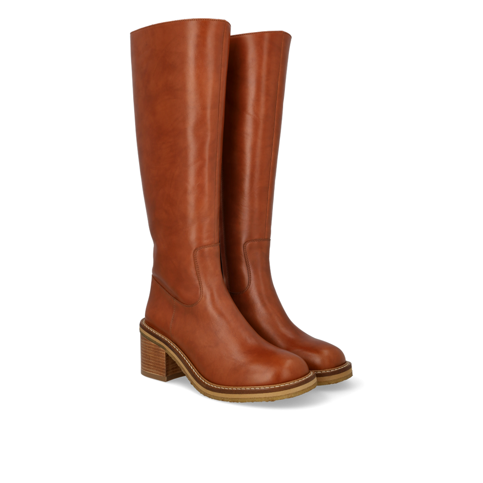 Angulus 70S Inspired Long Shaft Leather Boot Cognac - Leather