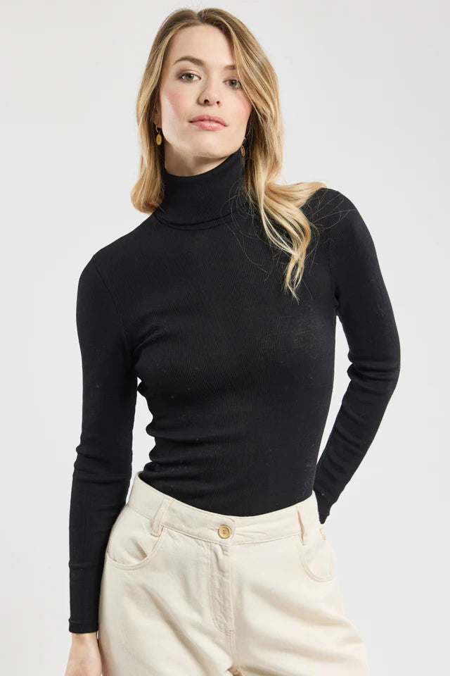 Armor-Lux W T-Shirt Col Roule Noir