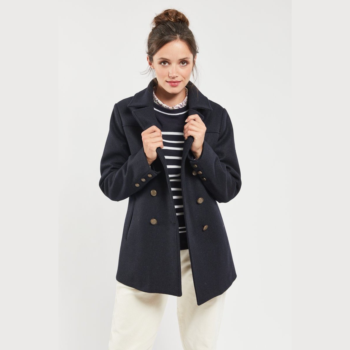 Armor Lux Caban Bicolore Fort Cicogna Uomo | Cappotto Blu Navire/Aluminio, Taglia M, Qualità Made In France Dal 1938