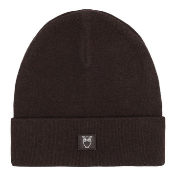 Knowledge Cotton Apparel U Lambswool Beanie Rws 1487 Chocolate Torte