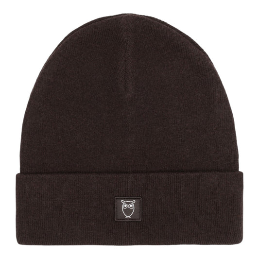 Knowledge Cotton Apparel U Lambswool Beanie Rws 1487 Chocolate Torte