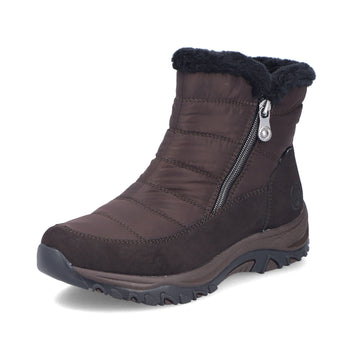 Rieker W Textile Ankle Boot Zip Brown - M9670-25