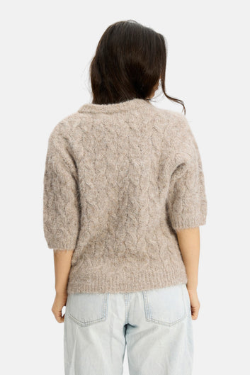 Kopenhaken W Lily-SS O-Neck Knit Pattern Savannah Tan