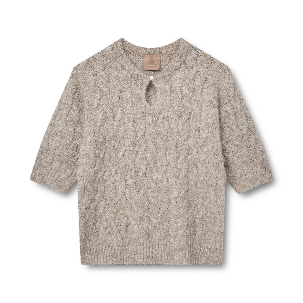 Kopenhaken W Lily-SS O-Neck Knit Pattern Savannah Tan Dame strik