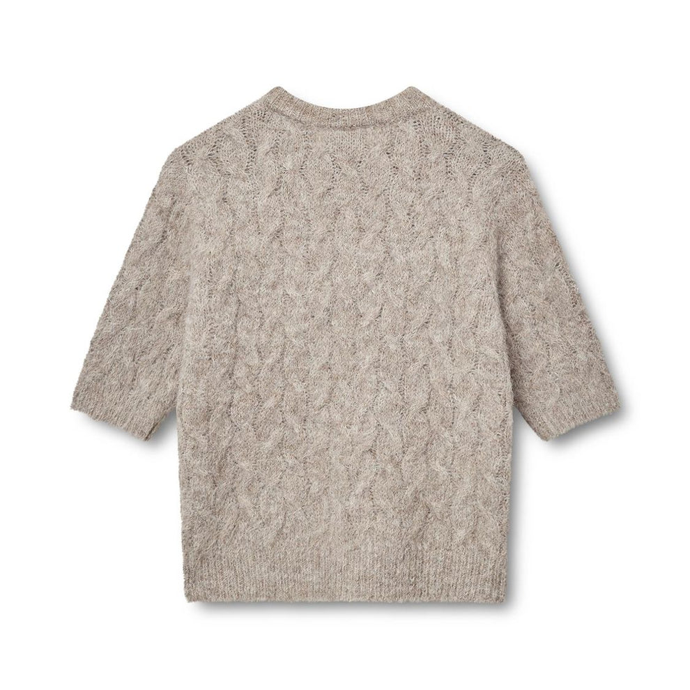 Kopenhaken W Lily-SS O-Neck Knit Pattern Savannah Tan Dame strik