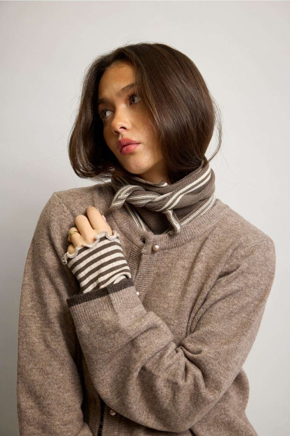 Kopenhaken W Carla Solid Ls Cardigan Slate Black