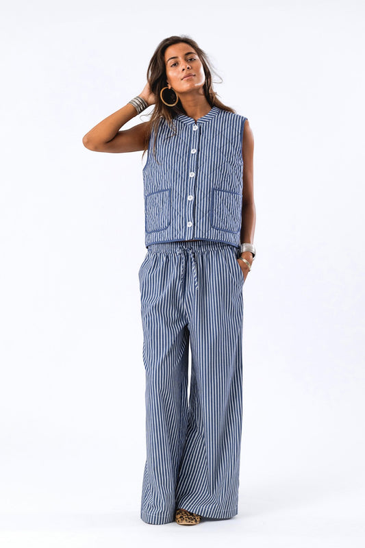 Lollys Laundry W Cairo Quilted Vest Stripe