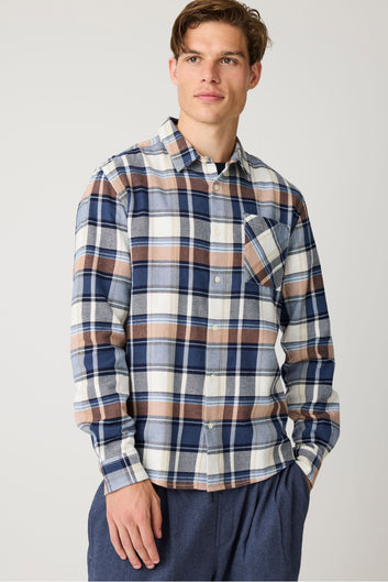 Knowledge Cotton Apparel M Checked Flannel Shirt 7036 Navy