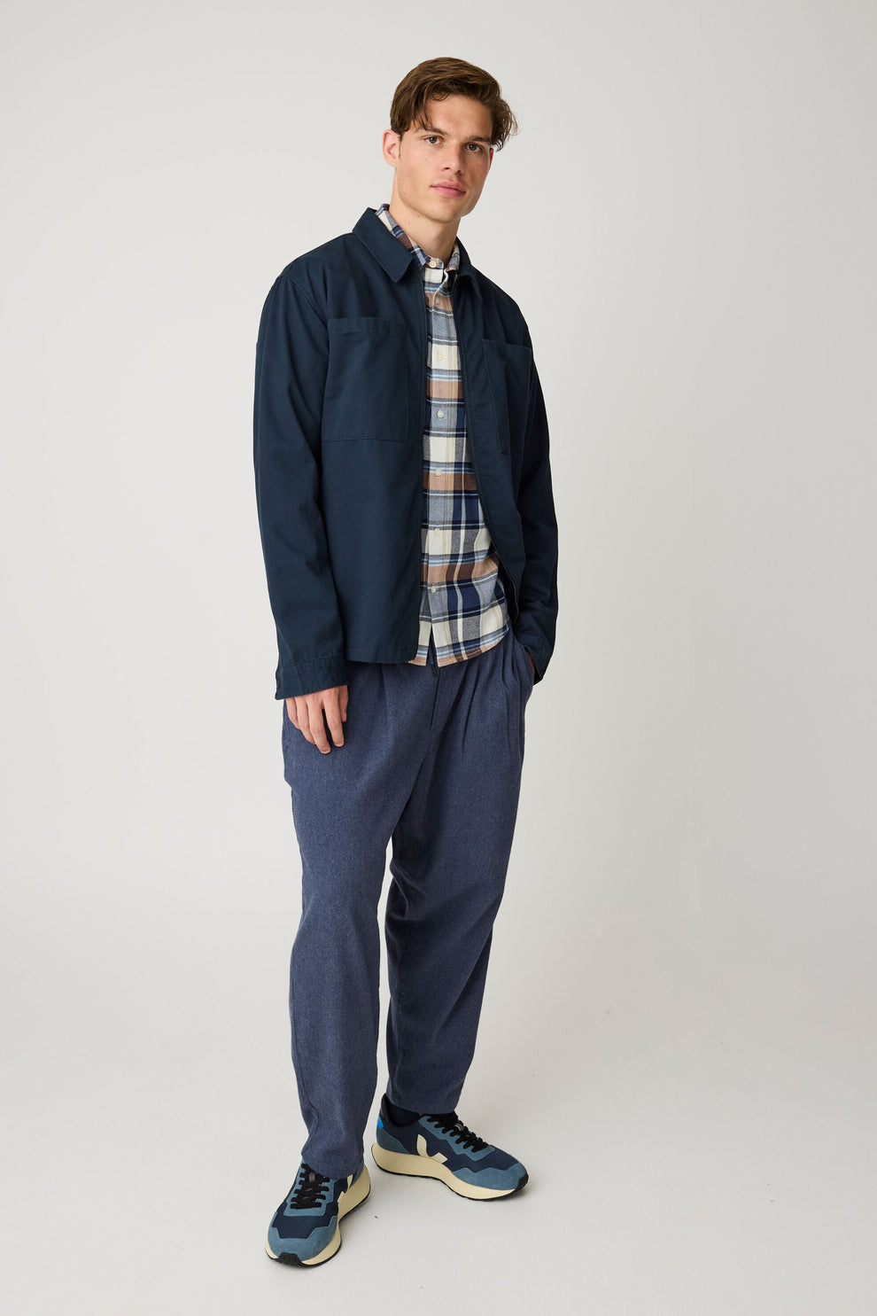Knowledge Cotton Apparel M Checked Flannel Shirt 7036 Navy